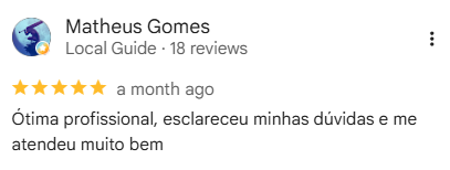 Avaliação de Matheus Gomes no Google