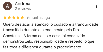 Avaliação de Andréia no Google