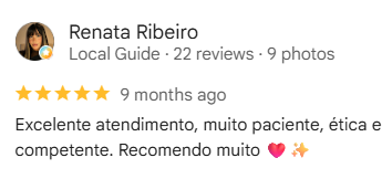 Avaliação de Renata Ribeiro no Google